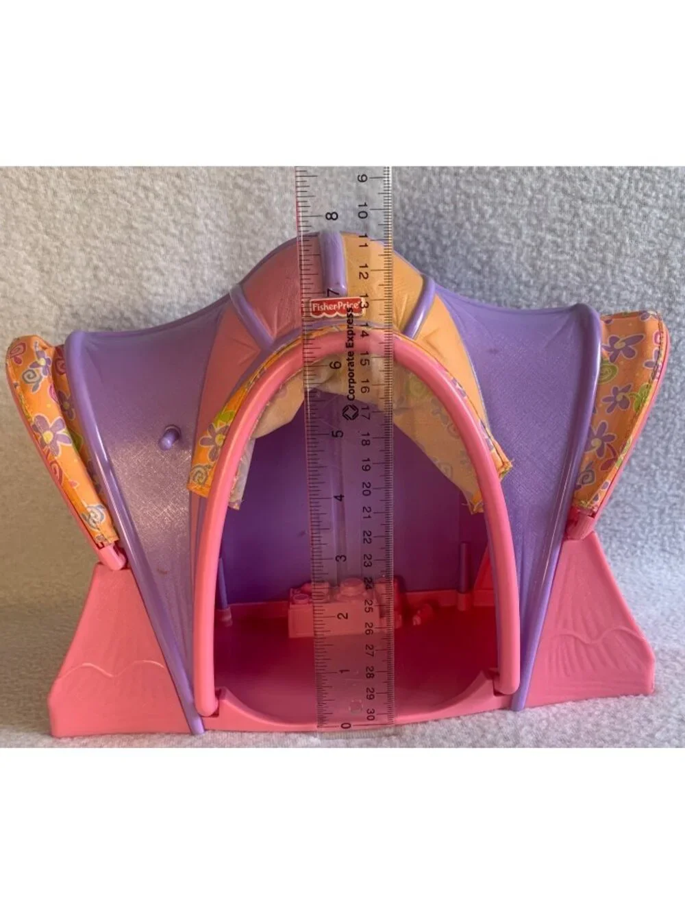 Fisher Price Loving Family Camping Tent Dollhouse Pink Violet Floral Plastic Fun